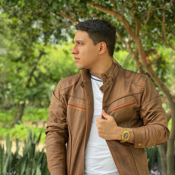 Chaqueta en cuero textil para Hombre